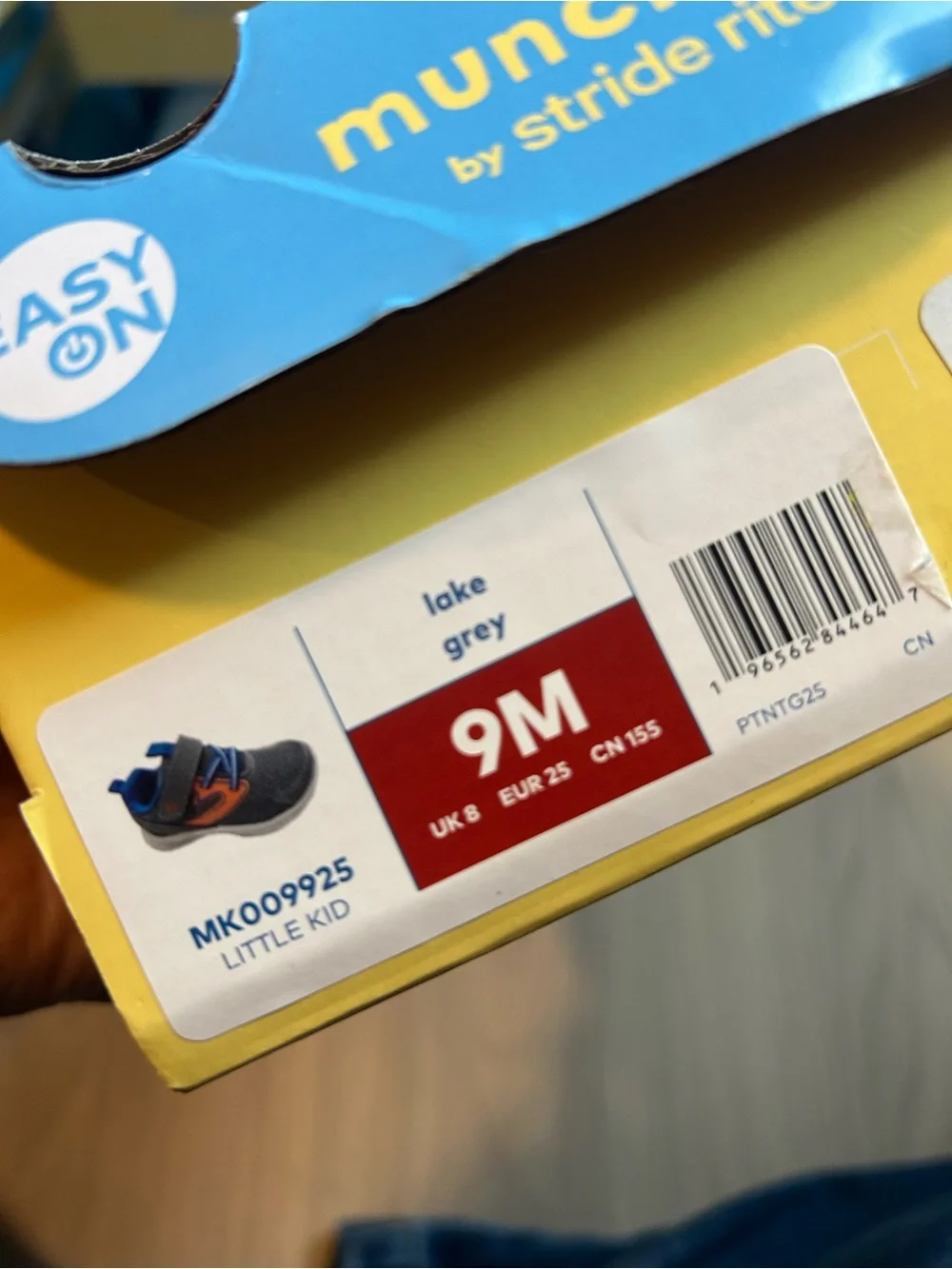 Stride Rite Gray Sneakers with Orange Accent and Blue Lining